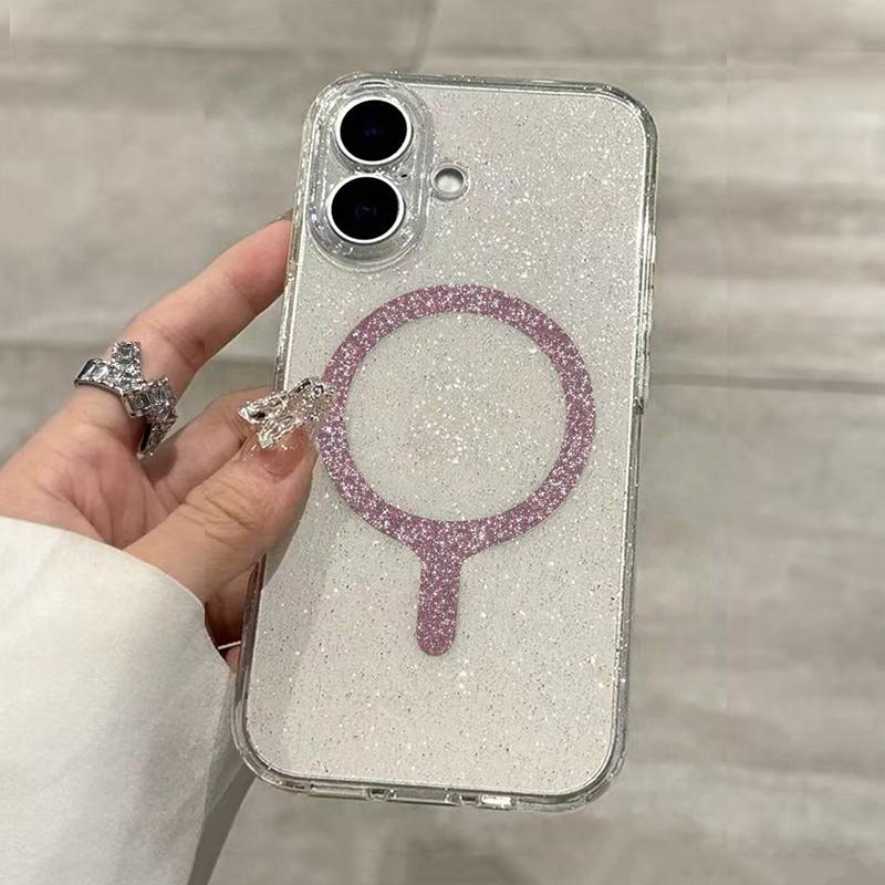 Luxury Glitter for Magsafe Magnetic Phone Case for 17 16 15 14 12 13 15 Pro Max Plus 17 Air Wireless Charging Soft Cover