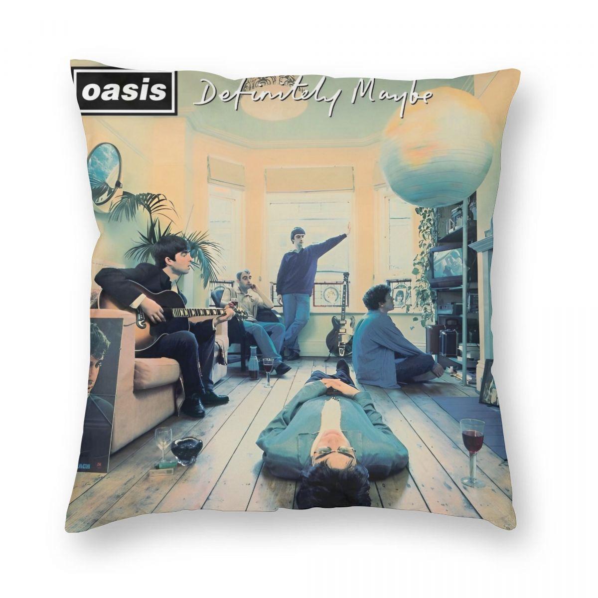 

O-Oasis Rock Band Logo Pillowcase Printing Polyester Cushion Cover Decorative British Music Albums Pillow Case Cover Home 12x12Inch