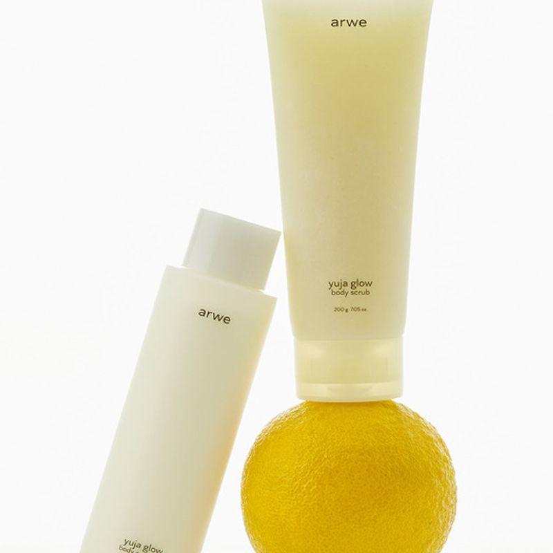 Arwe [Gentle Glow Care] Yuja Glow Body Scrub 200g & Body Emulsion 250ml Set Body Scrub 200g & Emulsion 250ml