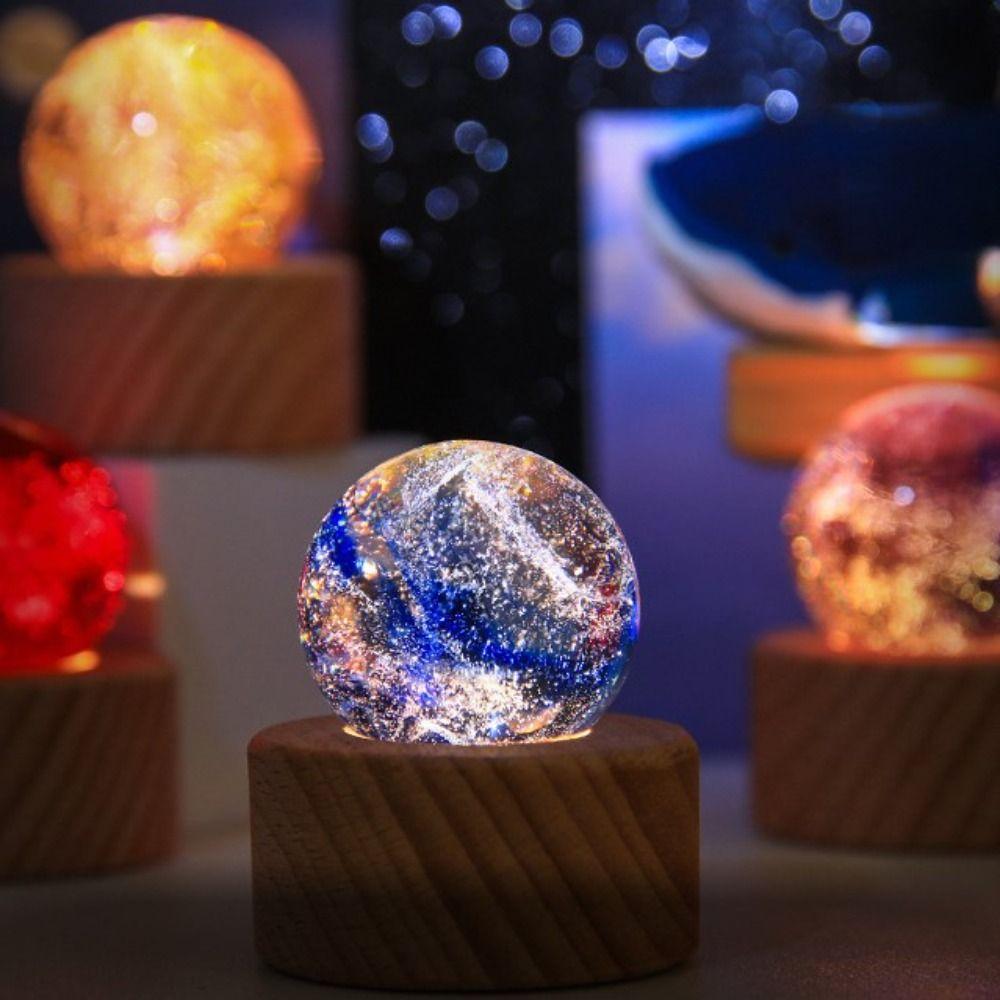 Chroma Crystal Ball Solid Wood Milky Way Lamp Interior Decoration Led Night Lamp  Gift