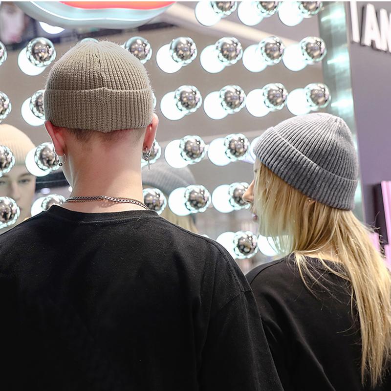 Short Beanie For Men Women Winter Classic Short Cuff Knitted Hat Skull Watch Cap Cute Hat Girls Autumn Female Beanie