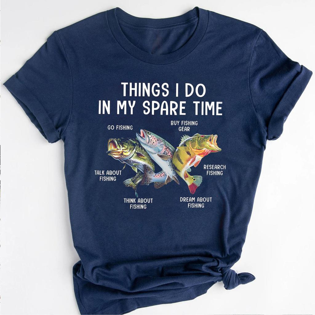 Maglietta "Cose che faccio nel tempo libero per pescare", T-shirt da pesca, Regalo per amante della pesca