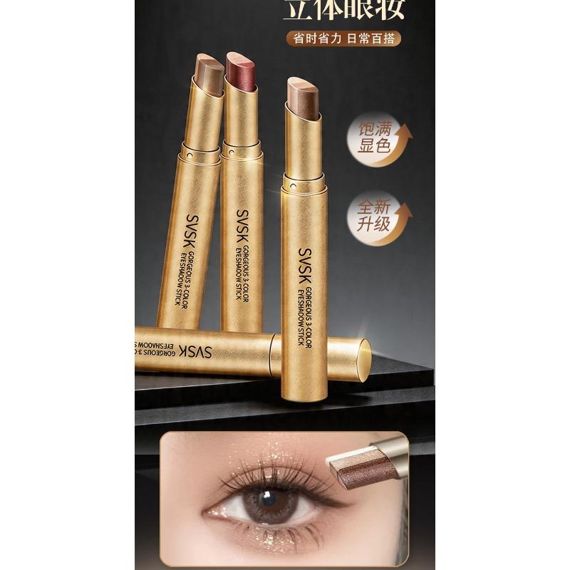 Three Color Eyeshadow Stick Matte Shimmer Glitter Eye Shadow Pen