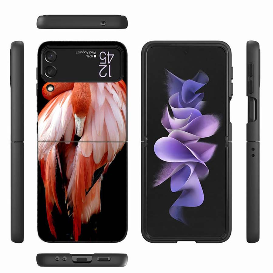 Flamingo Portrait Phone Case For Samsung Z Flip 6 7 5G Z Flip 5 Galaxy Z Flip 3 4 5G ZFlip Shockproof Hard Cover TPU PC Coque Ca