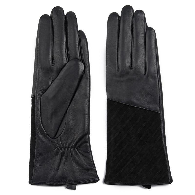 Women s Fashion Driving Skin Tight Suede Sheepskin Winter Leather Gloves M чёрный