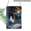 2D Flat, 1pc Decorative Sign & Plaque, Halloween Cartoon Ghost Swing Aluminum Sign, Halloween Wall Decor for Haunted House, Party, Home, Bathroom