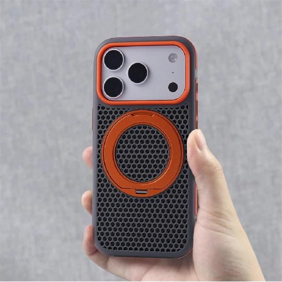 Dissipation Heat Rotatable Holder Magnetic Bumper Case For iPhone 18 17 Pro Max 16 15 14 13 For Magsafe Hit Color Cover Shell