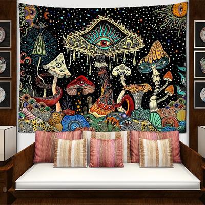 Colorful Eyes Mushroom Forest Tapestry Wall Hanging Abstract Art Bedroom Living Room Home Decoration