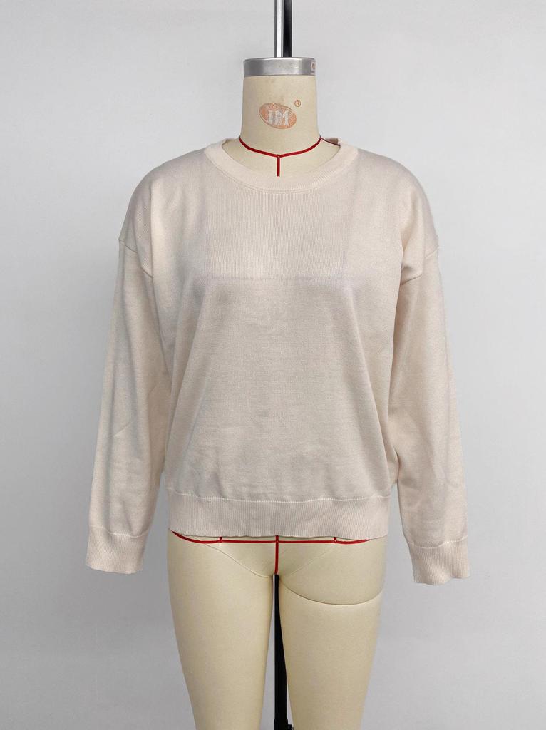 European-American Casual Round Neck Solid Color Sweater - 2025 Collection