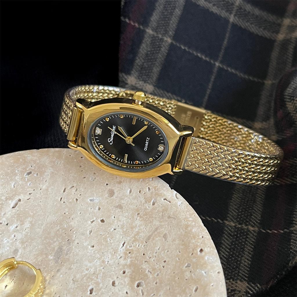 High-End Extravagant Light Luxury Retro Small Gold Watch Premium Oval Watch Schoolgirl