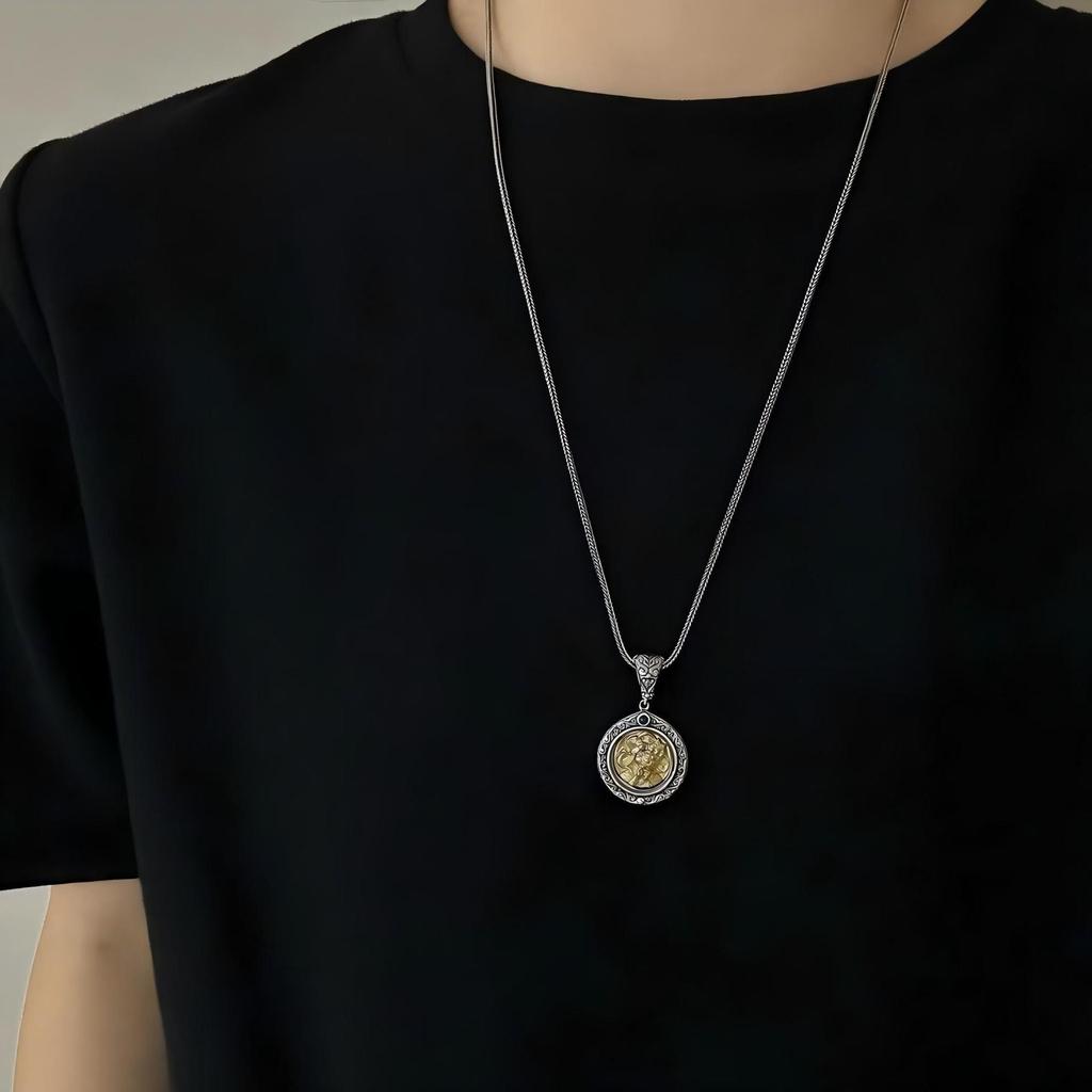 S925 Sterling Silver Buddha Pendant Necklace with Versatile Buckle and Six-Syllable Mantra Design