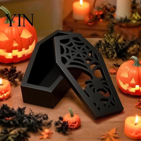 Lampshade Silicone Mold Halloween Coffins Mold, DIY Hollow Ghost Spider Bat Theme Molds Crafts Gypsum Cement Epoxy Resin Casting Food Grade