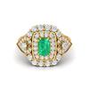 6X4MM Cushion Emerald Gemstone 925 Sterling Silver Gold Plated Solitaire Halo Women Engagement Ring