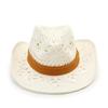 New hat hand-woven natural grass denim hat hollow strap top hat