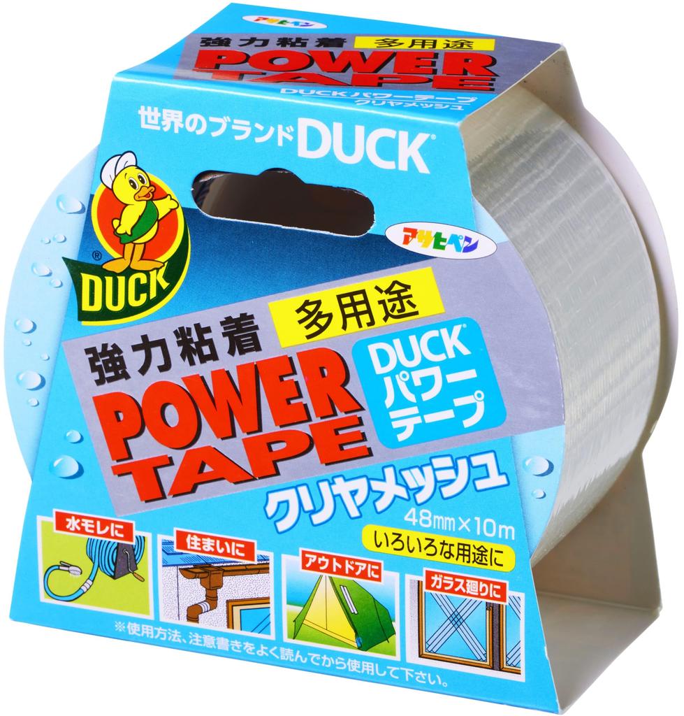 Asahi Lackreparaturband Power Tape Klares Netz 48mm x 10m T104 Clear World Marke DUCK Tape Stark und Langlebig Hohe Klebkraft Wasserbeständig Hergestellt in der