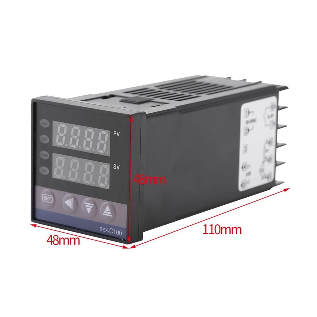 V geby Digital Thermostat Temperature Controller Relay Switch PID Temperature Controller Kit Alarm REX-C100 (0℃~1300℃)