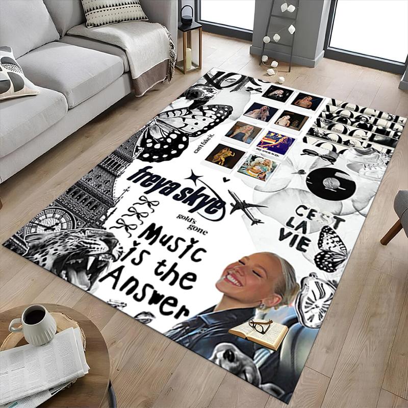 Music Fashion Collage Carpet For Playroom Bedroom Living Room Sofa Home Decorkids Game Area Rug Nonslip Floor Mat