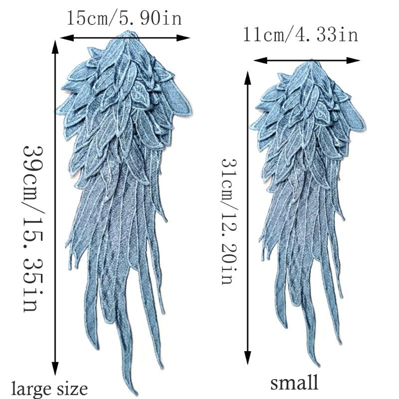 2lots Elegant Angel Wing Fabric Appliques Creative Pattern Patches Bridal Dress for Bridal Attires