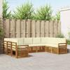 Outdoor Corner Sofa Set with Cushions 9 pcs Natural and Cream