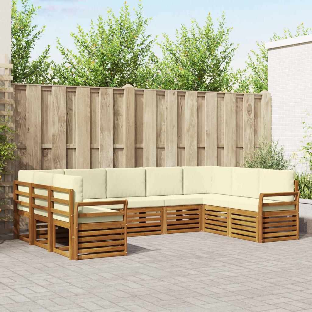 Outdoor Corner Sofa Set with Cushions 9 pcs Natural and Cream