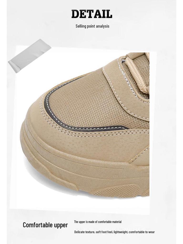 Autumn Men's Breathable Work Shoes: Trendy Thick-Soled Casual Sneakers