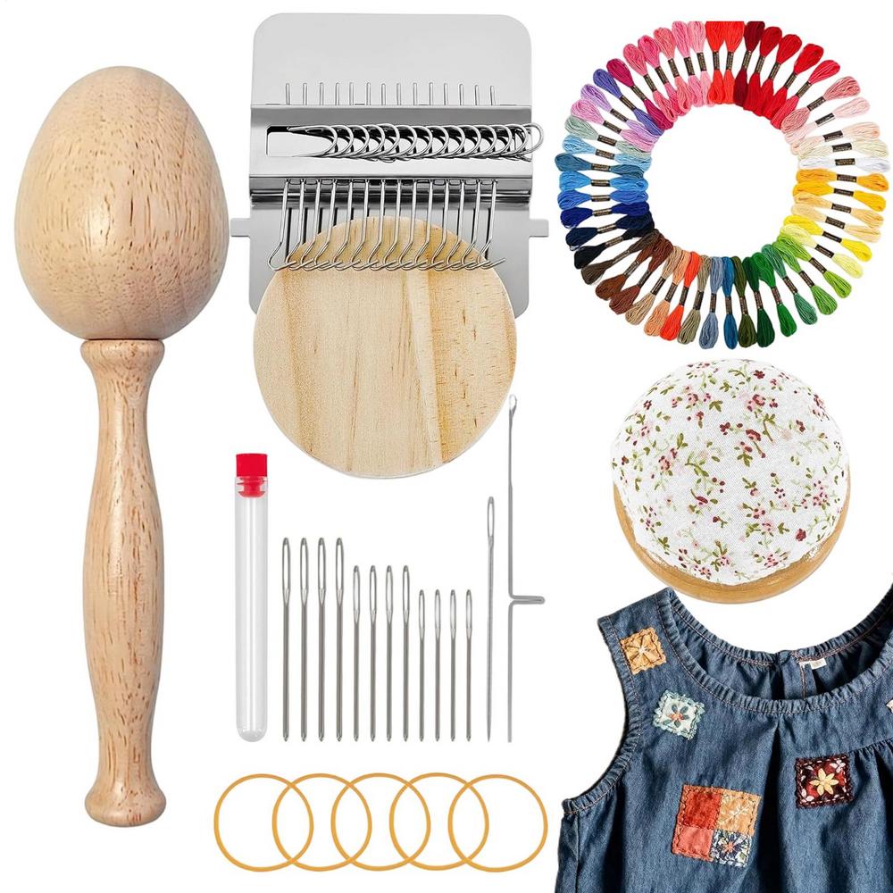 

Knit Patch Small Portable Quickly Home Supplies with Hooks And Yarn Sock Darning Kit for Men Women Beginners Tailors Friends