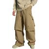 Men's Casual Solid Color Multi-pocket Cargo Pants, Men's Knee-pleated Elastic Waist-cinching Loose Straight-leg Trousers