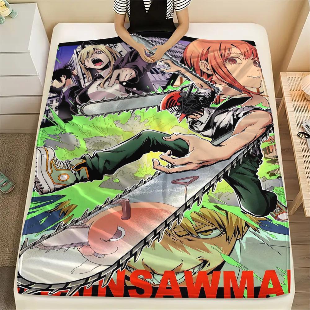 1Pc Chainsaw Man Print Flannel Blanket, High quality Comfortable for All Seasons, Home Decor, Warmth and Comfort, Perfect for Christmas Gifts