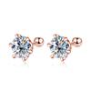 KNOBSPIN Moissanite Stud Earrings White Gold Plated Silver D VVS1 Round Cut Lab Diamond Screw Ear Studs For Women