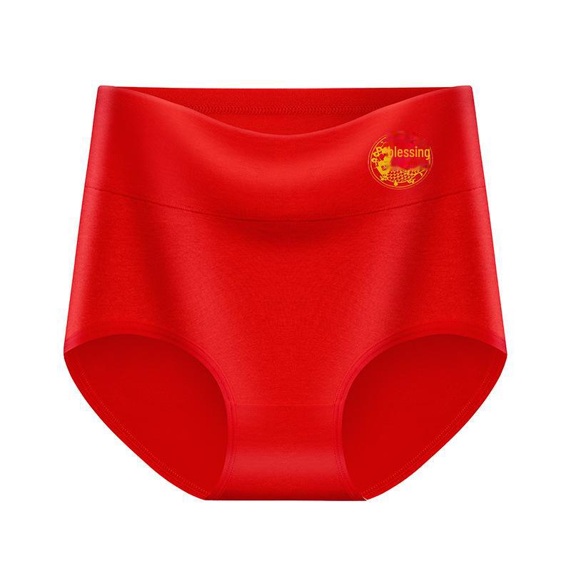 Sous-vêtements de mariage rouges pour femmes taille haute 2025 année du serpent - Slips confortables et respirants