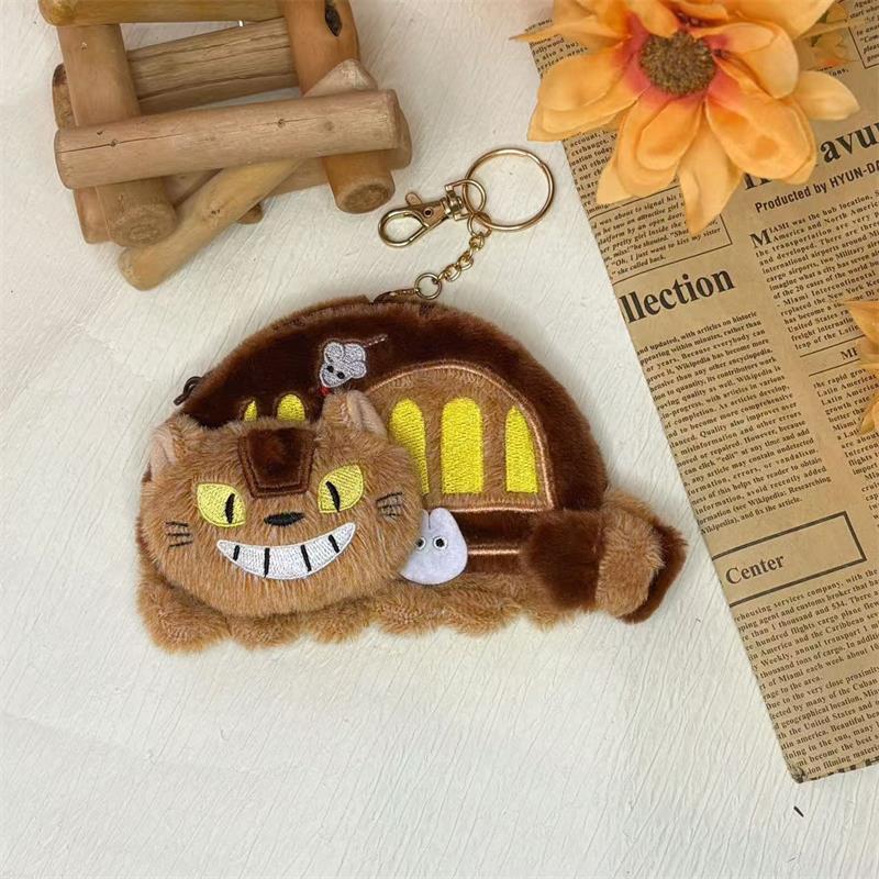 Kreslený Roztomilý Anime Totoro Velký Kočičí Autobus Plyšová Kapsička na Mince Klíčenka Přívěsek Držák na Karty Studentská Peněženka Úložná Taška Dětské Dárky