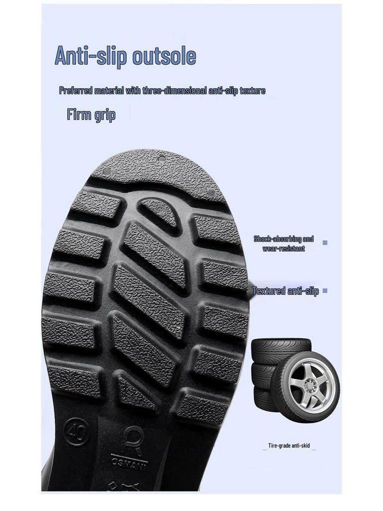 Men's Waterproof High-Top PVC Rubber Boots: Mid-Calf Rain & Construction Labor Protection Shoes