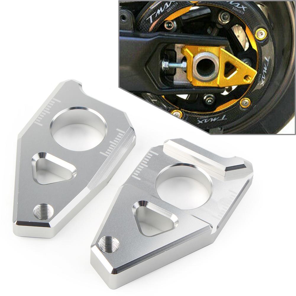 2 st Aluminium Axel Spindel Kedjesträckare Block för Motorcykel För Yamaha YZF R1 FZ1 2005-2015 & FZ8 TMAX 530 2012-2015
