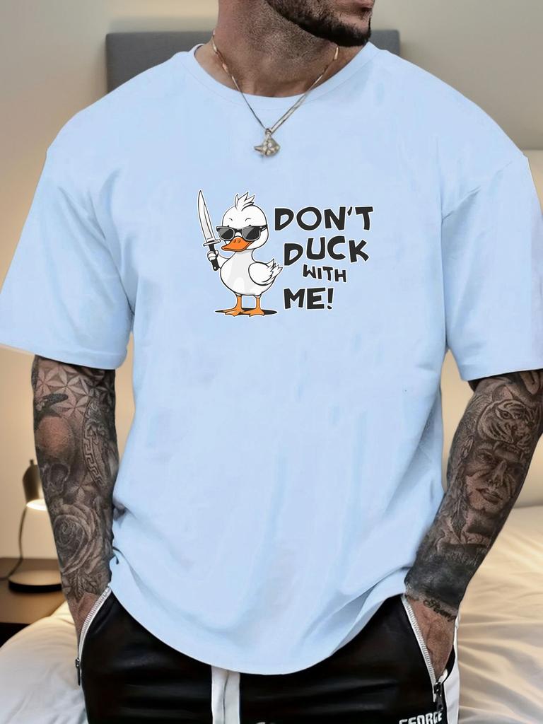 Mens DONT DUCK WITH ME Duck Print Cotton TShirt Short Sleeve Relaxed Fit Soft Breathable Classic Casual Daily Wear Trendy Top