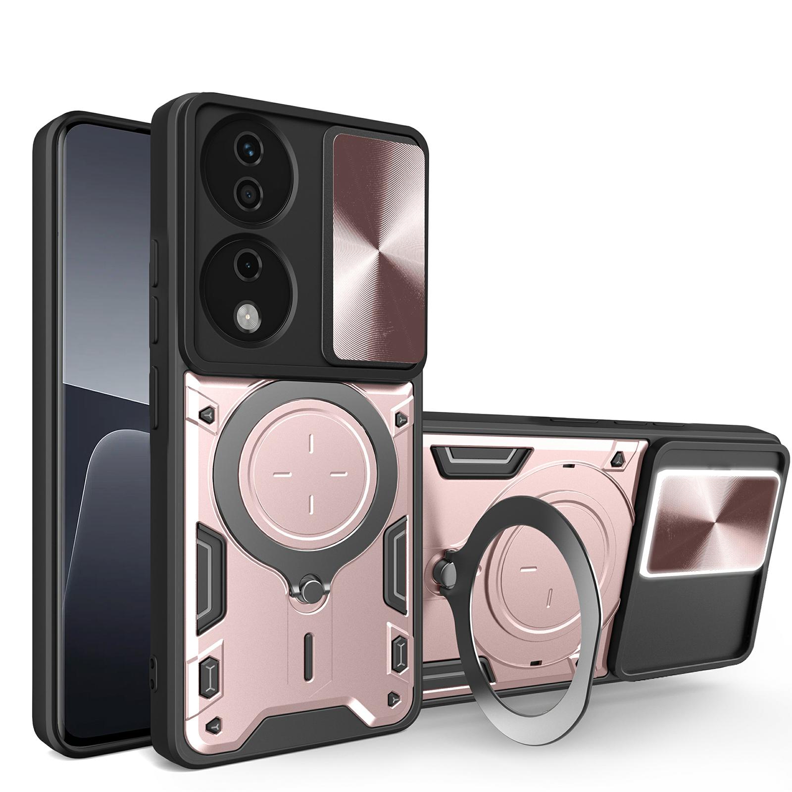 

For Honor X7b 4G/90 Smart Case TPU+PC Kickstand Military Grade Shockproof Phone Cover Pink