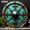 Round Metal Poster, Retro Embossed Viking Shields, Home & Garage Decor