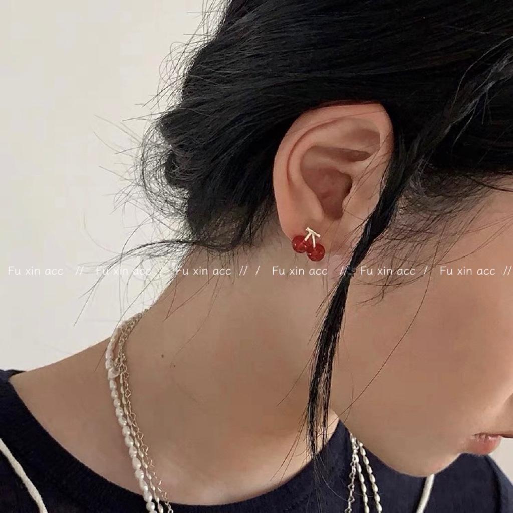 Exquisite Red Cherry Earrings: High-Grade, Versatile Design