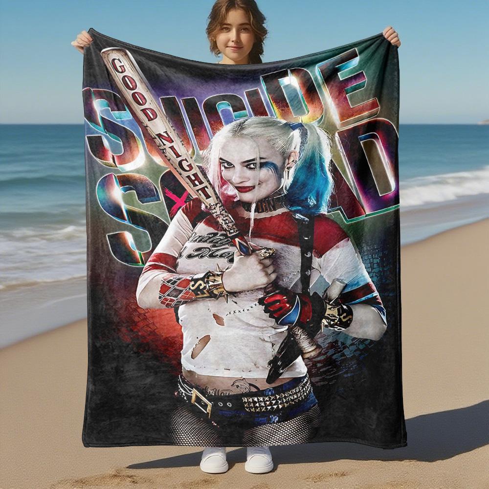 1PC Harley Quinn Good Night Outdoor Flannel Blanket Soft Plush Decor for Picnics, camping,Bedroom, Playroom, Office1156A