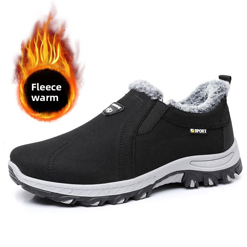 Winter Plush Thick Men's Shoes Warm Snow Boots Outdoor Mountaineering Men's Wear Resistant Warm Cotton Shoes