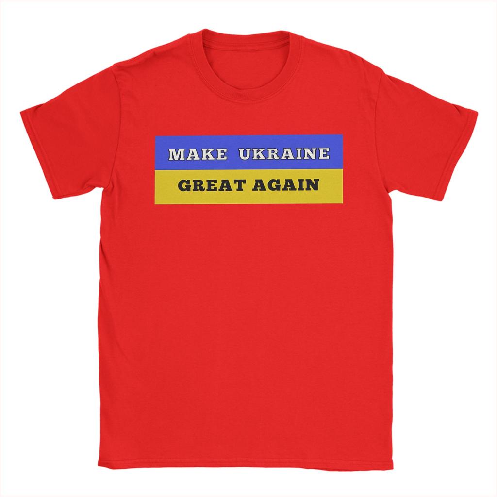 Unisex Make Ukraine Great Again T Shirts Pure Cotton Tops Funny Short Sleeve Round Collar Tee Shirt Classic TShirt