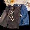 Pantalones Cortos de Verano para Hombre de Jeans Vintage Pierna Ancha Largo hasta la Rodilla Pantalones Cortos de Mezclilla de Moda Lavados Nuevos