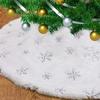 New Christmas Tree Skirt White Snowflakes Plush Xmas Tree Skirts Base Mat Cover Home Decoration Carpet Xmas New Year Decor Gifts