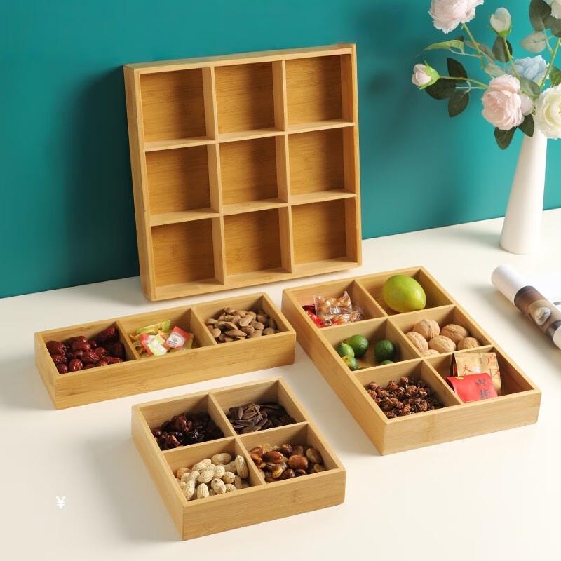MOLUONA Nine-Grid Wooden Serving Tray