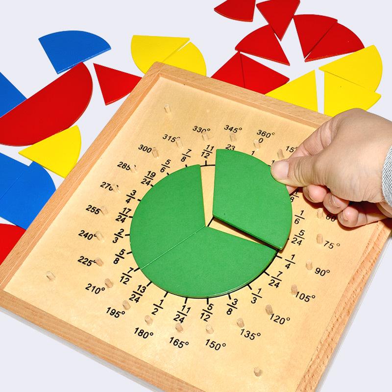 Montessori Math Fraction Puzzle Board for Early Education Kids