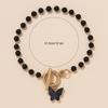 1 Set Neutral Black Beaded Butterfly Pattern Bracelet Fashionable Versatile Light Luxury Niche High-end Personalized Accessories