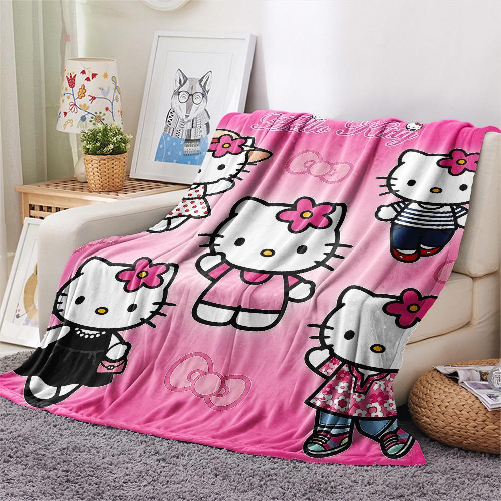 1PC Hello Kitty Cute Print Flannel Blanket, High quality All Seasons, Home Decor, Warmth and Comfort, Perfect for Christmas Gifts