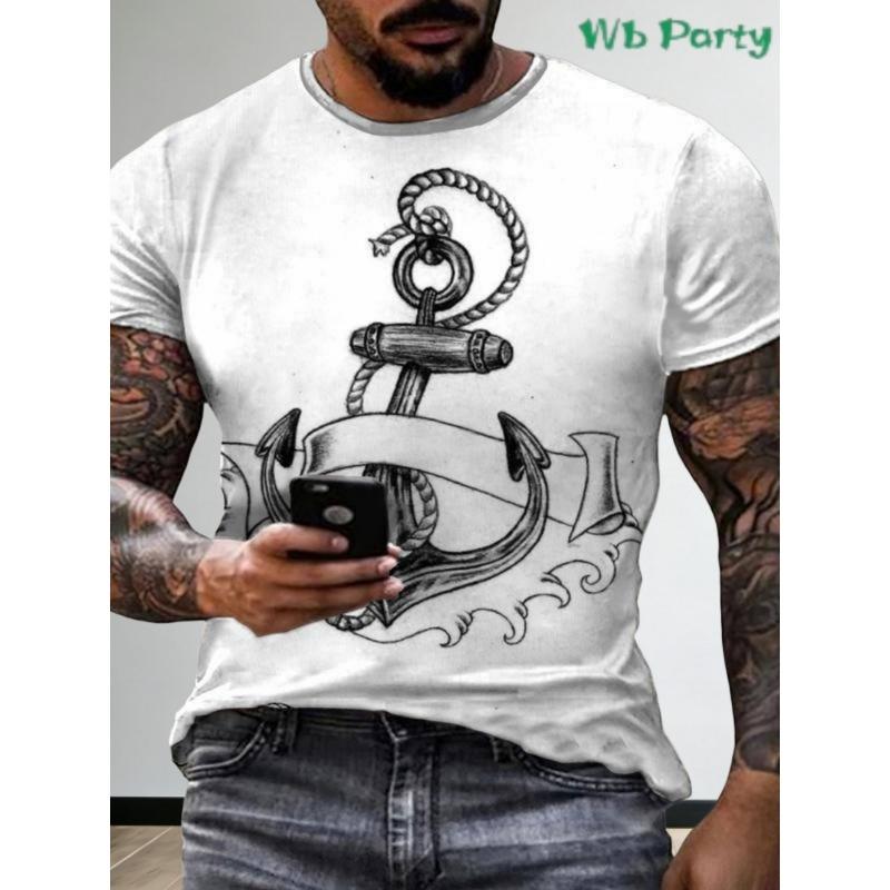 Men's Vintage T-Shirt Marine Adventure 3D Print Top Summer Fashion Casual Loose Tee New Streetwear Short Sleeved T-Shirt for Men