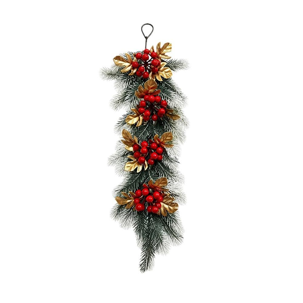 Red Berries Christmas Pine Garland Snow Flocked Red Berry Garland Fireplace Decoration