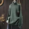 Johnature Women Pullover Sweaters Spring Solid Color Long Sleeve Knitted Cloths Soft Female Sweaters
