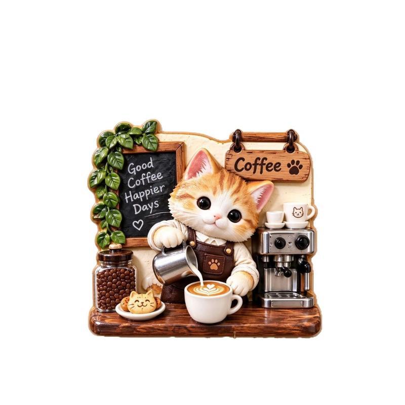 Cute 3D Embossed Cat Barista Fridge Magnet Strong Magnetic Back Vivid Details For Kitchen Decor Cat Lover Gifts